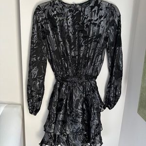 Zara Black Metallic Party Dress - Ruffled Skirt Mini Dress, Party Dress
